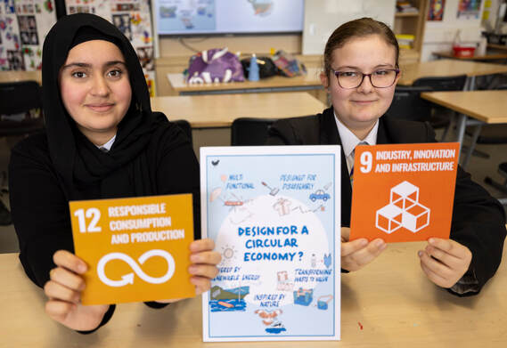 Photo of two young people taking part in a circular economy activity